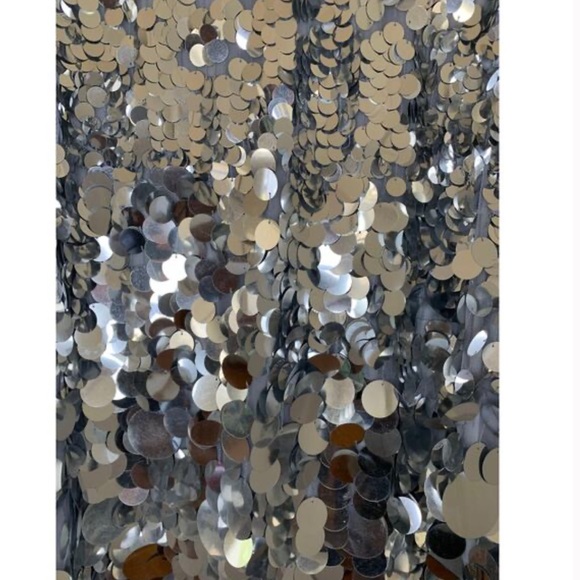 New Mac Duggal Sleeveless Disc Sequin Trapeze Dress in Silver 5961 - Picture 5 of 6